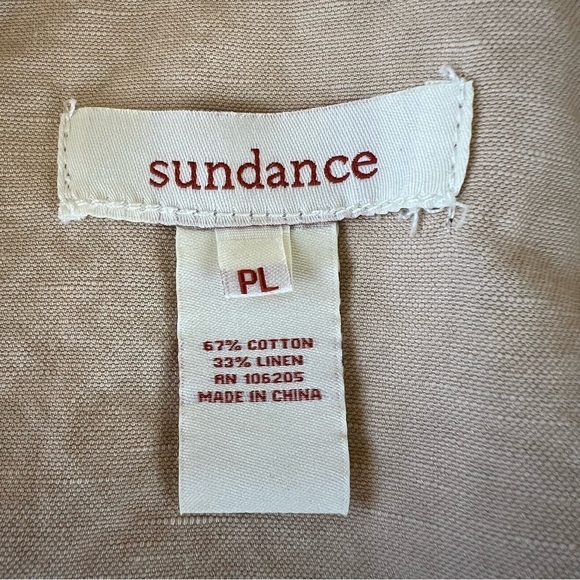 Sundance Every Angle Linen Blend Jacket Tan Petite Large Dramatic Collar Buttons - Picture 15 of 15